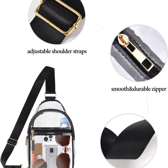 Clear Stadium Approved Sling Bag Women Men Adjustable Shoulder Crossbody - Picture 4 of 6